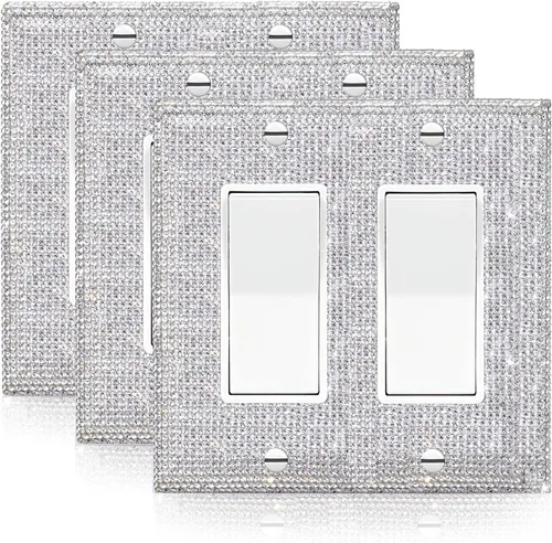 Vista 19 de 1 PC Placa de Pared de Diamantes de Imitación Plateados Brillantes Cubierta de Interruptor de Luz Cubiertas de Interruptor Placas de Pared Diamantes