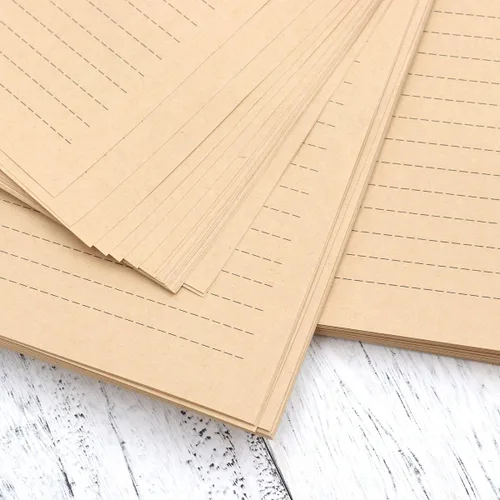 Vista 2 de TOYANDONA 100 hojas de papel de estraza vintage de papel estacionario A5 con forro de papelería para escribir letras personalizadas, poemas