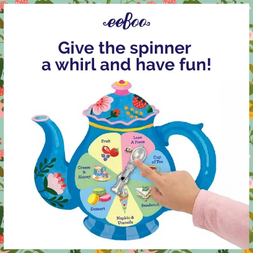 Vista 4 de eeBoo Kitten's Time for Tea Spinner Game, Story Building, 2-4 jugadores
