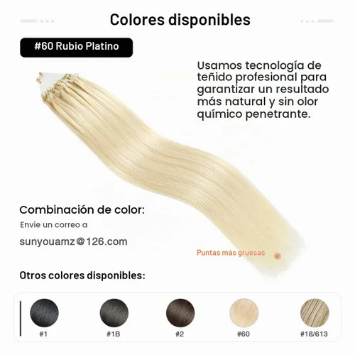 Vista 3 de SUYYA Micro Links - Extensiones de cabello humano de color rubio platino, micro bucle, extensiones de cabello humano lacio, 50 hebras, 1.41 #60