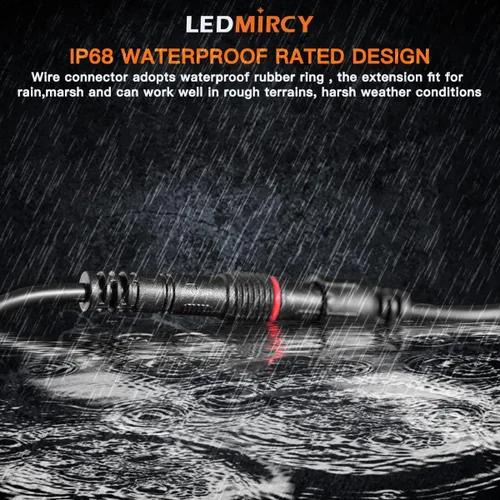 Vista 6 de LEDMIRCY Cable de Extensión para Luces LED de Roca Cable de Alambre de 2 Pines Impermeable 2PCS 5ft 22AWG con Conectores Macho a Hembra Tuerca