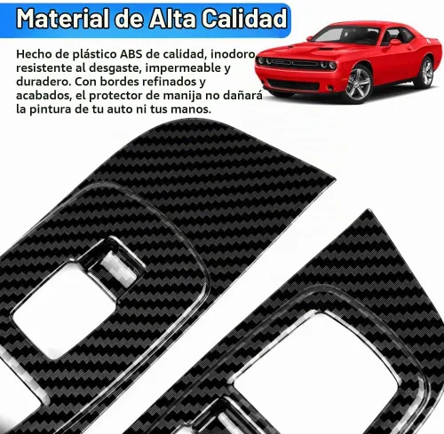 Vista 4 de Karltys Cubierta de panel de interruptor de ventana para Dodge Challenger 2015-2023, accesorios de fibra de carbono, interruptor de control