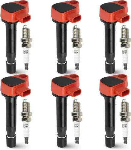Vista 9 de Paquete de 6 bobinas de encendido con 6 bujías de iridio compatibles con Honda Accord Odyssey Acura CL TL 3.0L 3.2L 3.5L, reemplazo para UF242 C-511