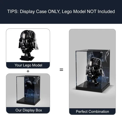 Vista 10 de Vitrina de acrílico para Lego 75304 Star Wars Darth Vader casco de cabeza negra modelo de bloque de construcción (solo caja, sin modelo), caja