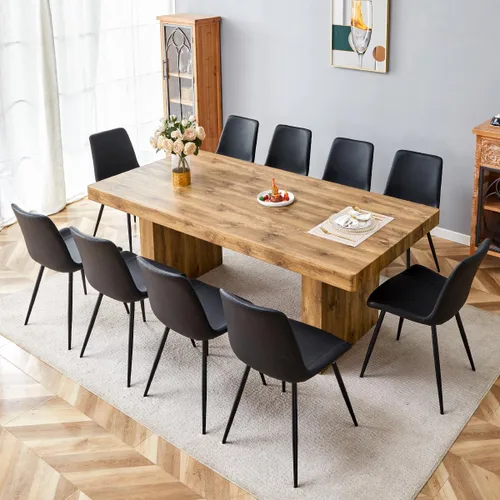 Vista 43 de gopop Mesa de comedor de mármol de 63 pulgadas, tablero de mesa de comedor MDF con patrón de mármol y base para cocina y comedor.