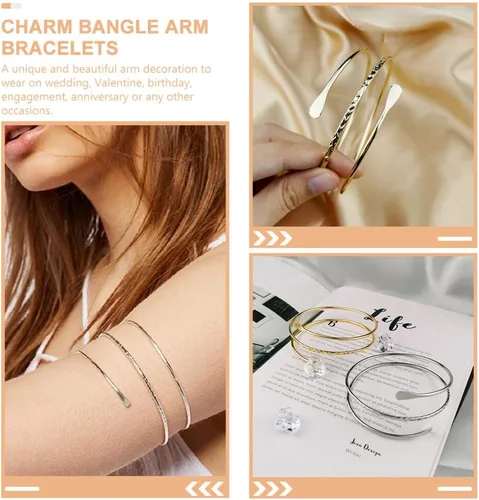 Vista 9 de Holibanna Pulseras de dijes de 3 piezas, brazalete para la parte superior del brazo, brazalete ajustable, joyería para mujeres y niñas, regalos