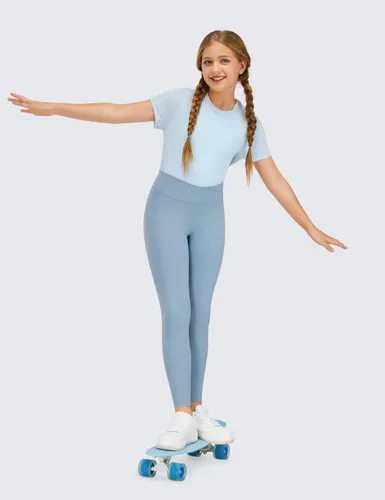 Vista 3 de CRZ YOGA Butterluxe - Leggings deportivos cruzados para niñas cintura alta en V Cross Kids Lounge Pants Yoga Active Dance Running Mallas