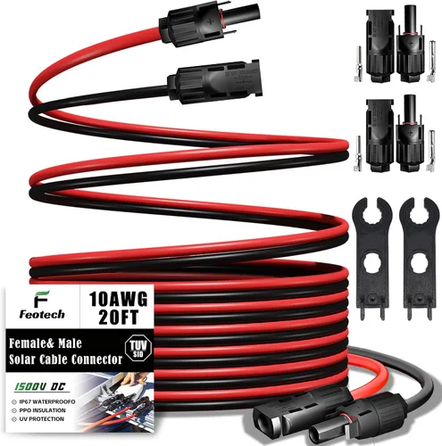 Vista 22 de Cable de extensión solar de doble cable de 6 pies – Conector de panel solar de 10 AWG (6 mm²), con conectores solares IP67 macho/hembra