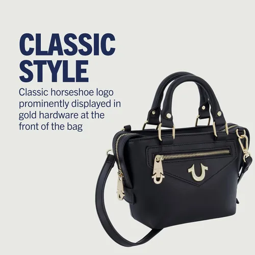 Vista 3 de True Religion Monedero, Bolso de mano para mujer con correa cruzada, color negro, Negro