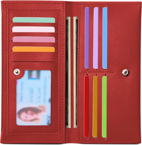 Vista 9 de Tipmile Cartera ultra delgada para mujer, cartera de cuero plegable para mujer, cartera RFID, cartera de bloqueo RFID para tarjetas de crédito