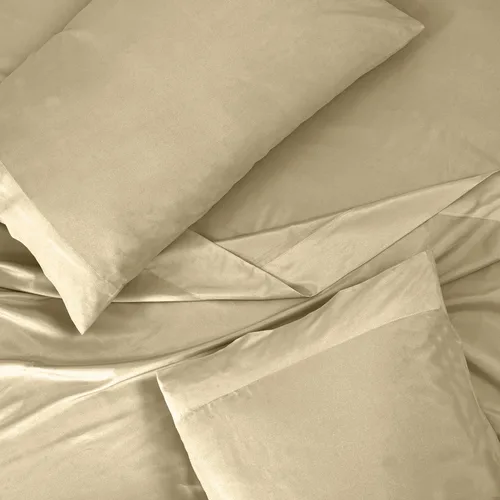 Vista 4 de ROYALE LINENS Juego de sábanas de 300 hilos 100% algodón peinado de fibras largas, 4 piezas, 1 sábana bajera, 1 encimera y 2 fundas de almohada