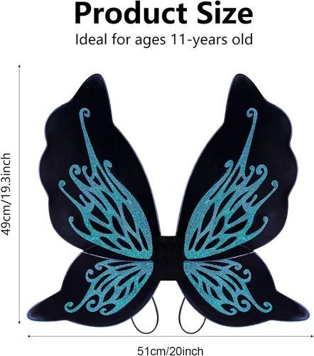Vista 2 de Fishdown Butterfly Fairy Wings for Girls Dress Up Wings for Party Halloween Costume Birthday Cosplay Big Wings