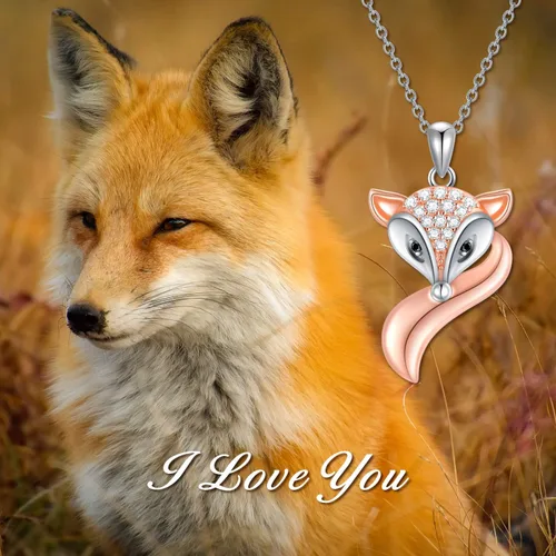 Vista 4 de LONAGO Mother and Child Fox Necklace Sterling Silver, Foxes Heart Necklace Gift for Mother Grandmother Mom Daughter Women