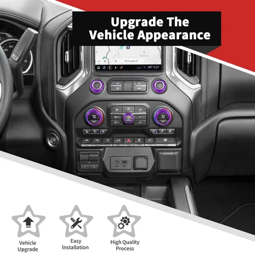 Vista 6 de Voodonala Silverado2019-2021 Juego de cubierta de anillo de interruptor central compatible con Chevy Silverado2019+/Suburban2020+/Tahoe2021+/GMC