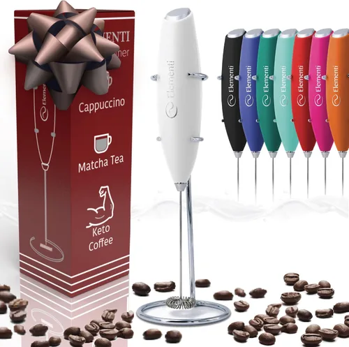 Vista 22 de Espumador Elementi de leche con soporte, motor de esfuerzo de torsión más potente, para hacer cappuccinos, lattes y café a prueba de balas, Negro