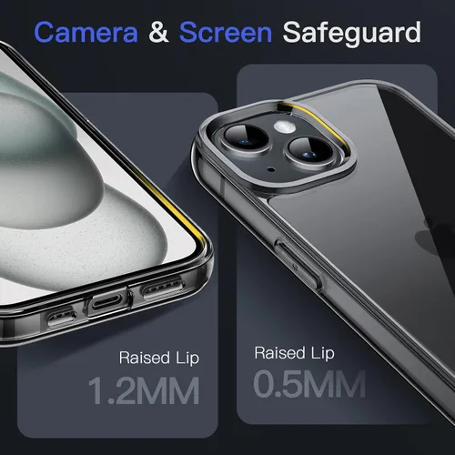 Vista 4 de JETech - Funda para iPhone 15 de 15,5 cm, cubierta antiamarilleo a prueba de golpes, parte trasera transparente antiarañazos (negro)