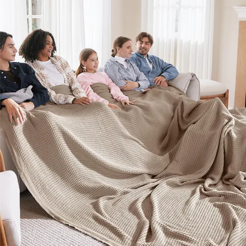 Vista 38 de Bedsure Gentlesoft - Manta de 100 % algodón, tamaño Twin XL, para dormitorio universitario, transpirable y suave, manta Twin de tejido waffle