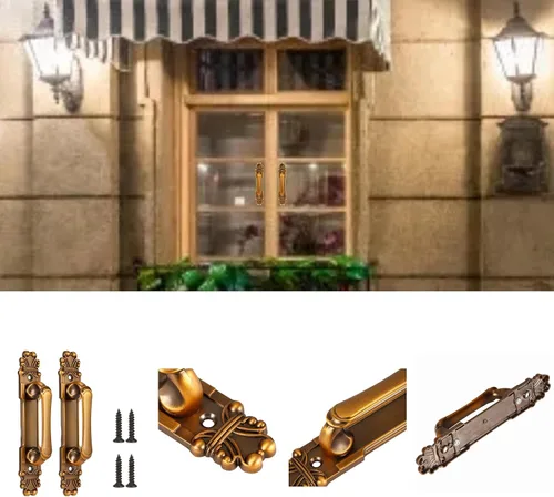 Vista 4 de Haofy Manija de puerta de estilo europeo, manijas de armario antiguas Manijas de puerta deslizante de metal para accesorios de armario de cajones