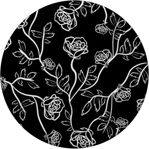 Vista 3 de Rose Bush Rose Petals Thorn Leaves Black White PopSockets Standard PopGrip