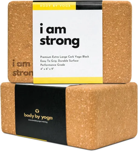 Vista 12 de Cork Yoga Blocks 2 Pack – High Density Non Slip with Select Cork Grain for Chip-Resistant Durability Extra Thick 4” for Support & Stability