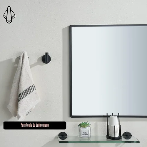 Vista 4 de JQK TH100-PB-P2 - Gancho negro para toallas de baño, cocina, garaje, montaje en la pared (paquete de 2), acero inoxidable 304 negro mate, TH100-PB-P2