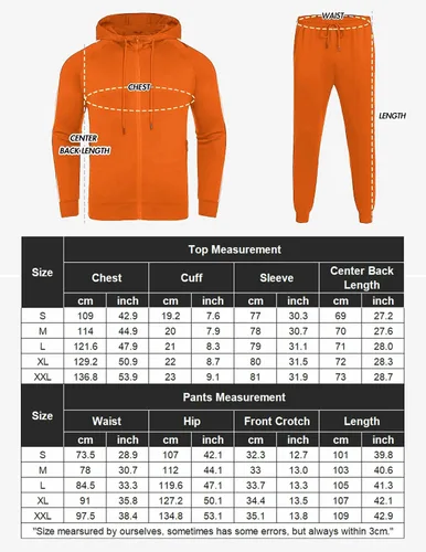 Vista 5 de COOFANDY Chándal para hombre con bolsillos con cremallera completa, sudadera con capucha y cremallera completa, 2 piezas, para correr, trotar