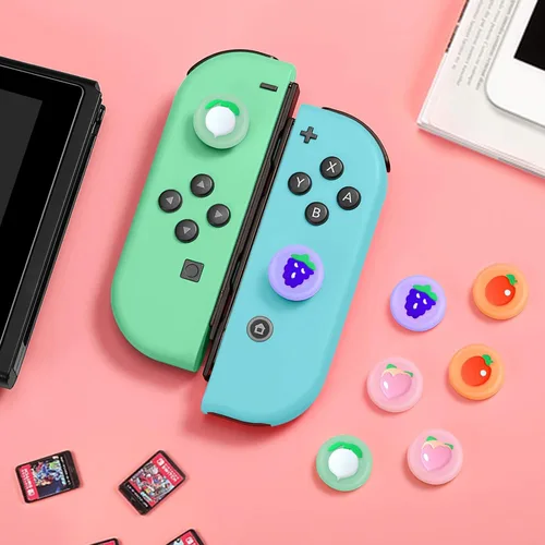 Vista 8 de Fintie Tapa de joystick para Nintendo SwitchSwitch OLED Model & Switch Lite 4 pares (8 piezas) cubierta de silicona suave tapas de agarre