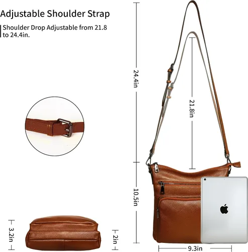 Vista 4 de HESHE Bolsos cruzados para mujer, bolsos de cuero, bolso de hombro de diseñador con bolsillos, bolsa de viaje