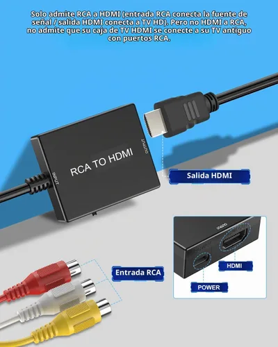 Vista 3 de Adaptador convertidor Uzifhdhi de RCA a HDMI, convertidor de AV a HDMI con cable HDMI compatible con PAL/NTSC para PS2/VHS/VCR/DVD Blue-Ray, etc.