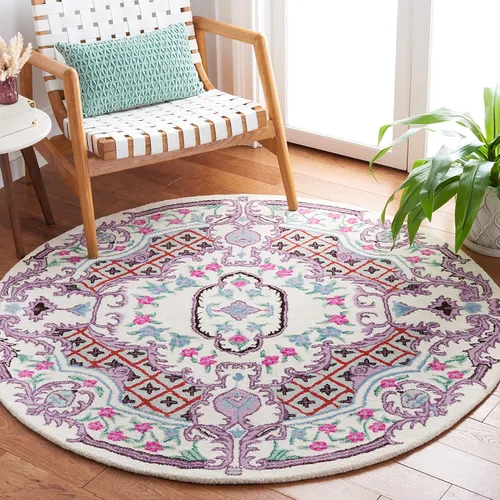 Vista 46 de SAFAVIEH Bellagio Collection - Alfombra decorativa de 2 x 3 pies, azul y rosa, hecha a mano de lana de medallón, ideal para zonas de alto tráfico