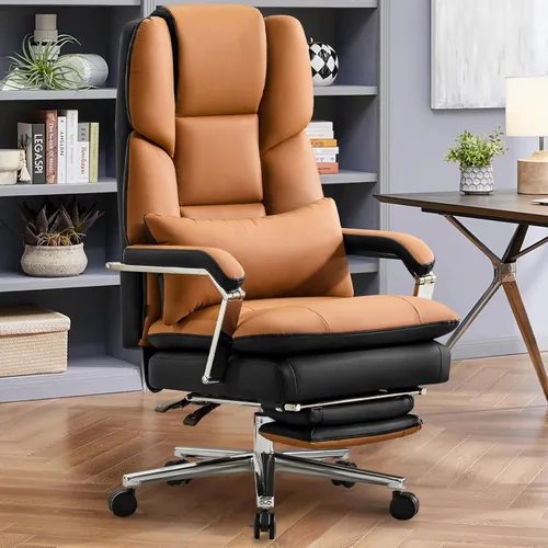 Vista 14 de Furniliving Silla de oficina grande y alta con reposapiés, silla de oficina ejecutiva de piel sintética con respaldo alto y soporte lumbar