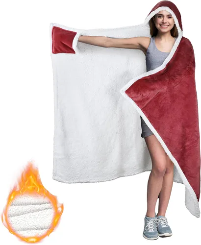 Vista 11 de Manta con capucha, cálida y acogedora manta de poncho suave, capa de forro polar, regalos para mujeres, Guepardo