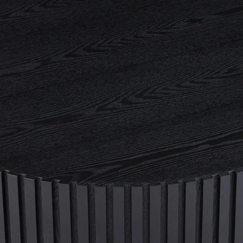 Vista 5 de KEVINSPACE Mesa de centro redonda de 35.43 pulgadas para sala de estar, pedestal de madera redonda, mesa de centro para sala, mesa de centro, Negro