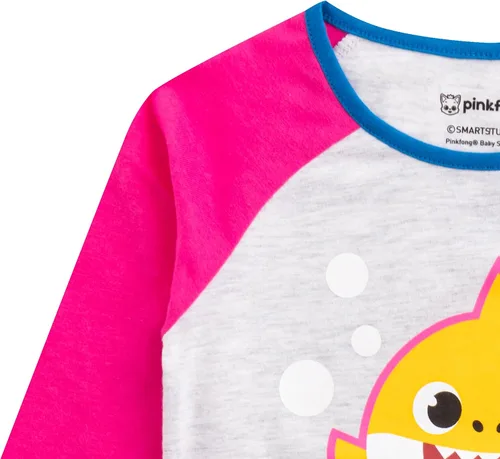 Vista 3 de Nickelodeon Baby Shark - Conjunto de camisa de manga larga y pantalones deportivos para bebés, niños pequeños y niños pequeños, color rosagris