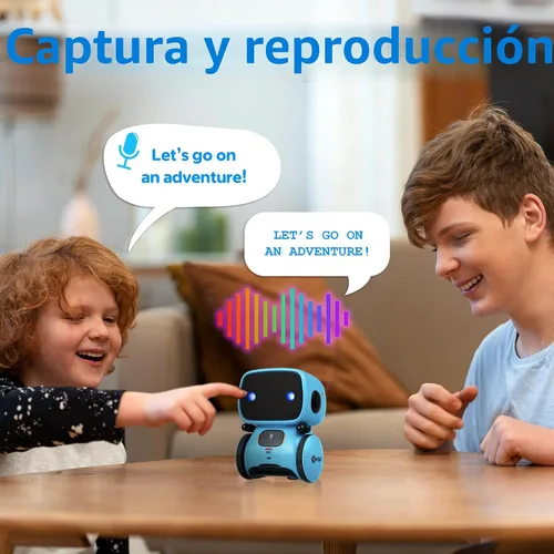 Vista 5 de Contixo R1 Juguete robot para niños, robots inteligentes interactivos azules con control de voz, que hablan, bailan, aprenden, sensor táctil