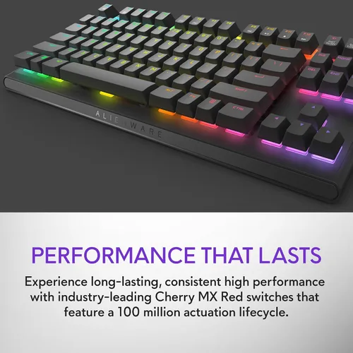 Vista 5 de Alienware Teclado para juegos Tenkeyless - AW420K - Lado Oscuro de la Luna - Con cable, programable, Cherry MX Red, USB, AlienFX RGB / 16.8 millones