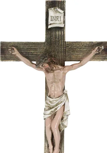 Vista 5 de Ebros Gift Pasión de Jesucristo Muerte en el Calvario Crucifijo Católico INRI Cruz Colgante Figura Figura 13.75 pulgadas de alto Religioso Cristiano