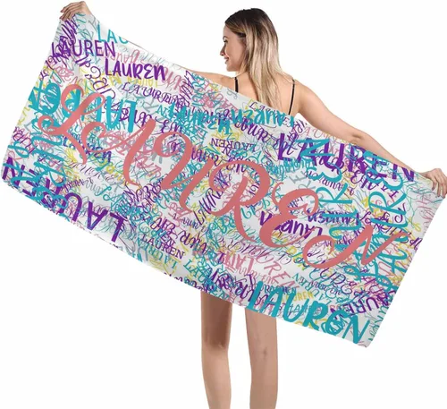 Vista 29 de Interestprint Toalla de piscina con nombre personalizado para niños, adultos y hombres, toalla de playa naranja personalizada con número