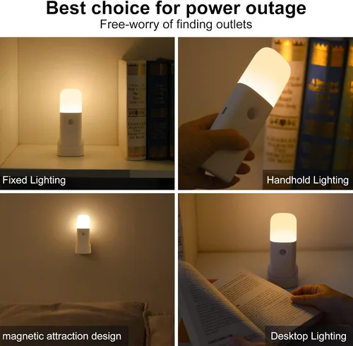 Vista 5 de CREWEEL Luz nocturna recargable con sensor de movimiento, luces nocturnas que funcionan con pilas, luz regulable con sensor de movimiento