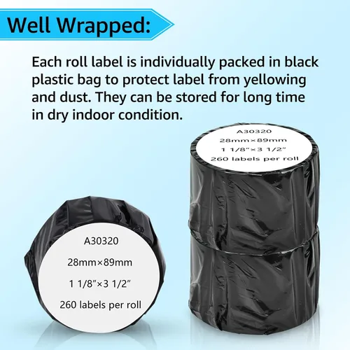 Vista 3 de USUPERINK 1 rollo (260 etiquetas/rollo) compatible con Dymo LabelWriter 30320 etiquetas blancas de dirección postal de 1-1/8 pulgadas x 3-1/2
