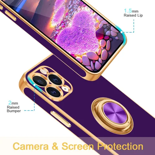 Vista 2 de Fingic Funda para iPhone 11 Pro [con soporte de anillo de 360°] [Soporte magnético para automóvil] Funda de teléfono con soporte magnético