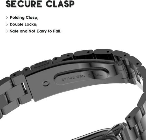 Vista 4 de Correa de reloj de metal compatible con Samsung Galaxy Fit2 SM-R220 de acero inoxidable con marco protector de caja de repuesto para Fit 2 SM-R220
