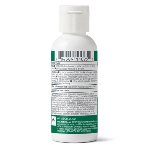 Vista 7 de Medline Remedy Champú hidratante clínico y gel de baño (2 onzas líquidas), aroma a vainilla, limpiador, sin enjuague, adultos, niños, ducha o mesita