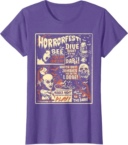 Vista 21 de Camiseta de terror vintage con póster de Halloween y película de terror Negro