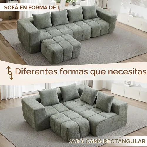 Vista 5 de Sofás sin estructura de 119" tamaño extragrande estilo nube para sala de estar, sofá seccional modular moderno con mechones con asiento profundo