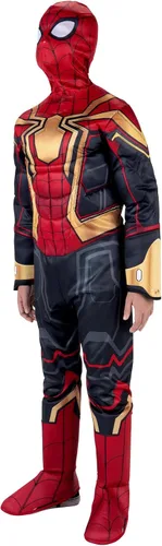 Vista 7 de Marvel Integrated Spider-Man - Disfraz oficial de Halloween para jóvenes, overol acolchado de alta calidad con máscara de tela