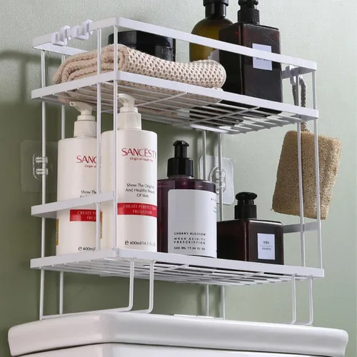 Vista 7 de PowerKing Estante de almacenamiento sobre el inodoro, organizador de baño Blanco