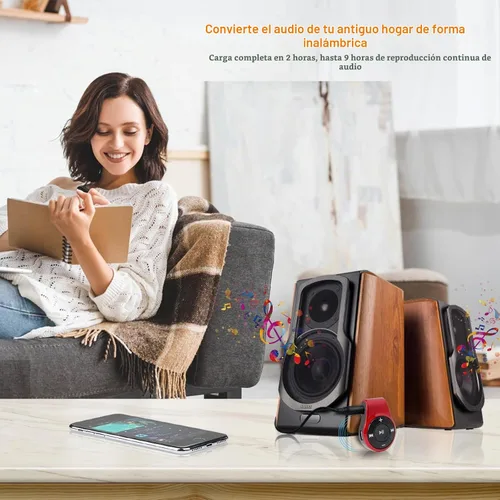 Vista 6 de Receptor Bluetooth para auriculares, auriculares, altavoz o audio de coche, con micrófono para llamadas manos libres y música.