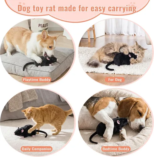 Vista 5 de Peluche realista de rata negra para gatos y perros, juguete de peluche de 12.6 pulgadas, aprendizaje STEM y regalo novedoso, peluche realista
