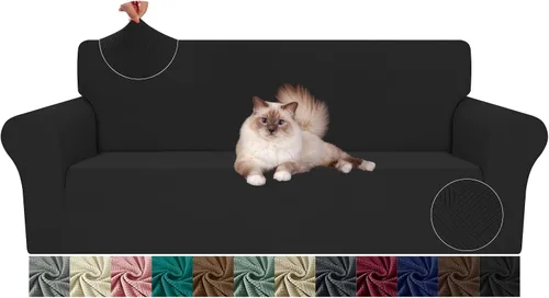 Vista 37 de JIVINE - Funda para sofá biplaza, 1 pieza elástica para sofá de 2 cojines, protector de muebles con parte inferior elástica para niños y mascotas